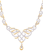 VOJ Gold Plated Designer Necklace With Earrings Ad Jewellery Set | Grocsy