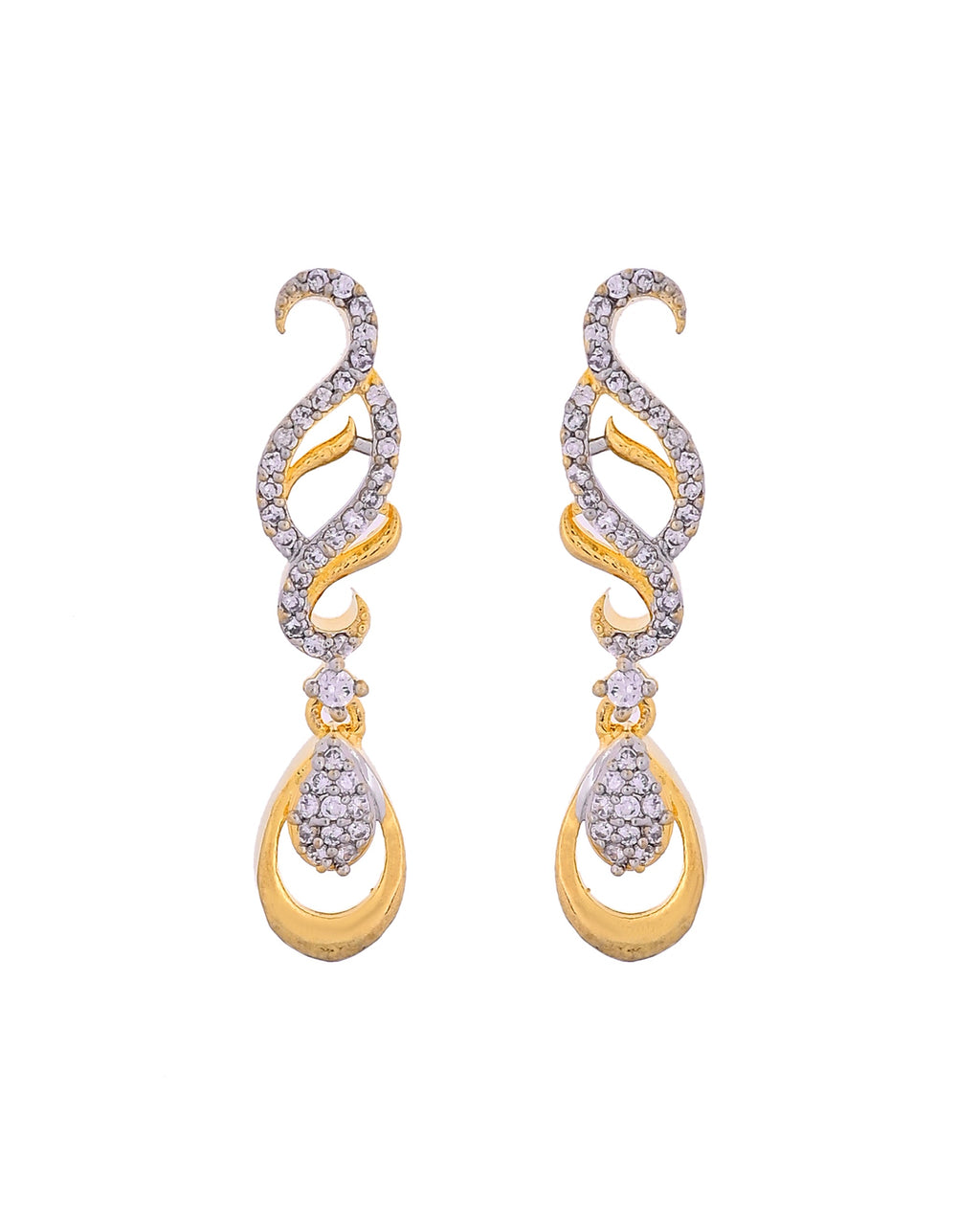 VOJ Gold Plated Designer Necklace With Earrings Ad Jewellery Set | Grocsy