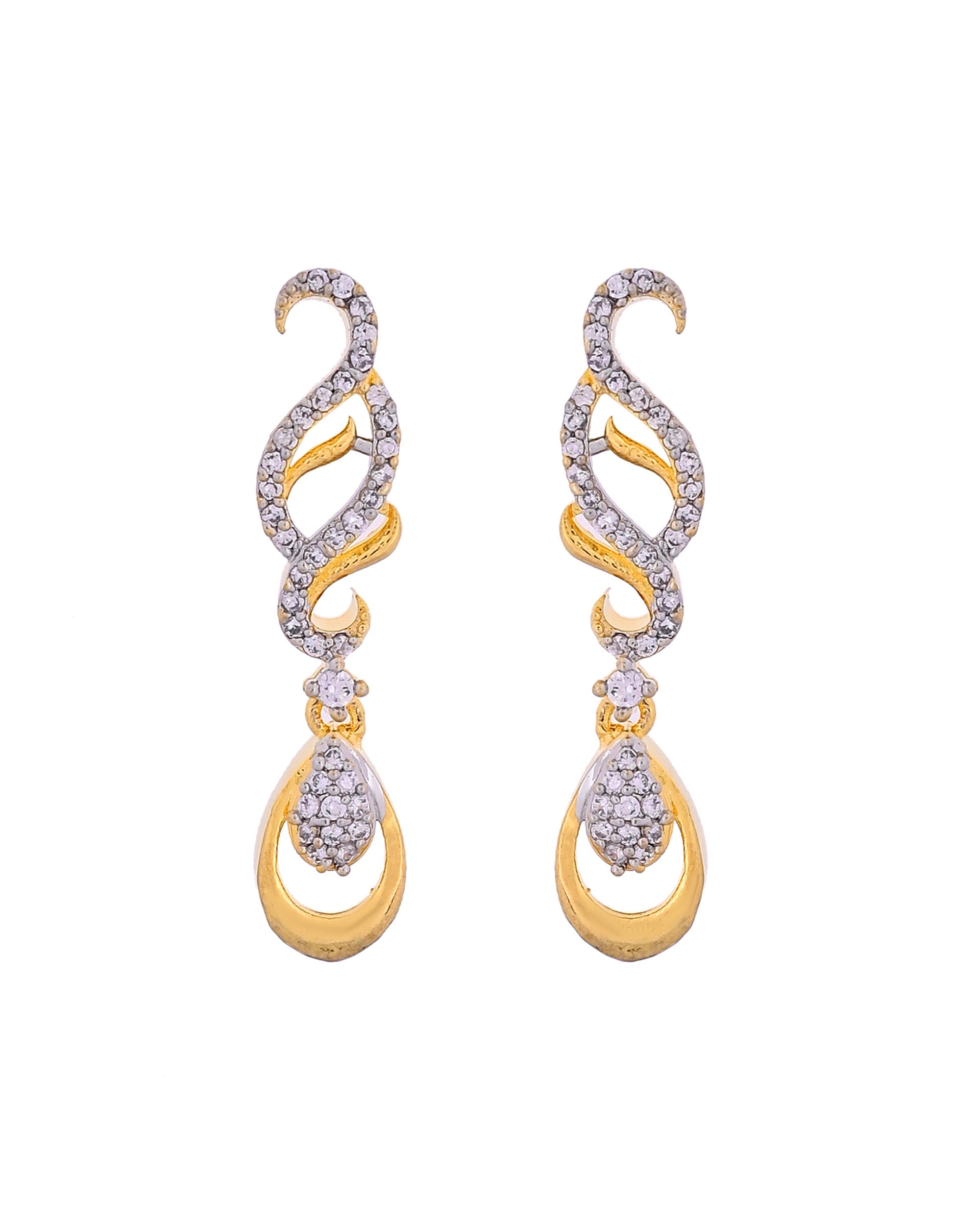 VOJ Gold Plated Designer Necklace With Earrings Ad Jewellery Set | Grocsy