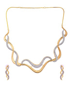 VOJ Gold Plated Waved Design Elegant Ad Jewellery Set | Grocsy