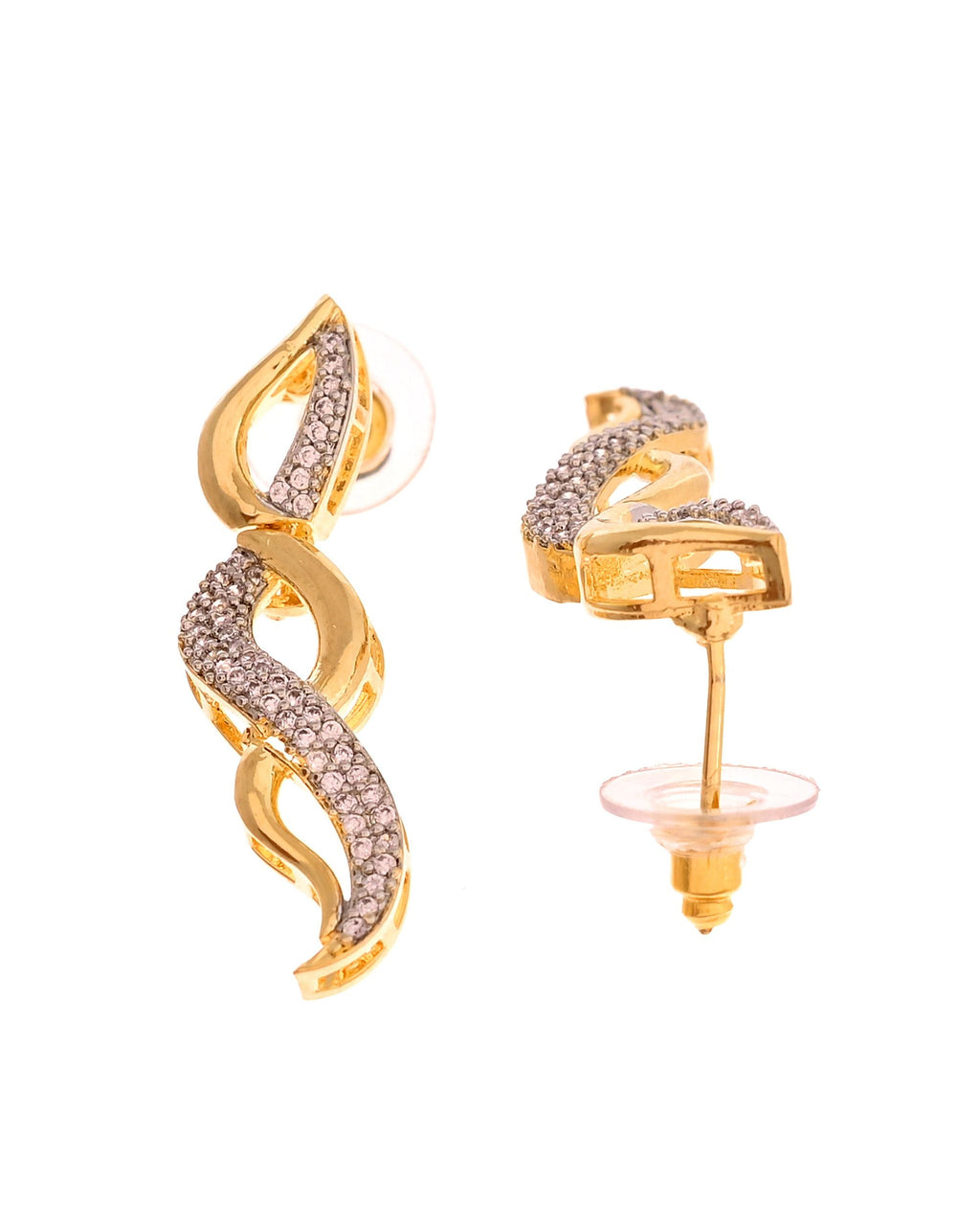 VOJ Gold Plated Waved Design Elegant Ad Jewellery Set | Grocsy