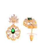 VOJ Gold Plated Lead Designed With Green Stone Ad Jewellery Set | Grocsy