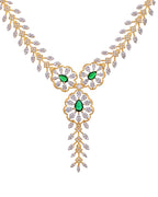 VOJ Gold Plated Lead Designed With Green Stone Ad Jewellery Set | Grocsy