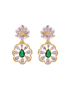VOJ Gold Plated Lead Designed With Green Stone Ad Jewellery Set | Grocsy