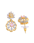 VOJ Gold Plated Lead Designed With Baby Pink Stone Ad Jewellery Set | Grocsy