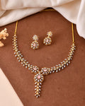 VOJ Gold Plated Lead Designed With Baby Pink Stone Ad Jewellery Set | Grocsy