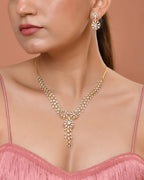 VOJ Gold Plated Lead Designed With White Stone Ad Jewellery Set | Grocsy