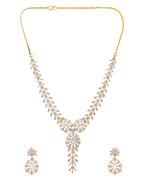 VOJ Gold Plated Lead Designed With White Stone Ad Jewellery Set | Grocsy