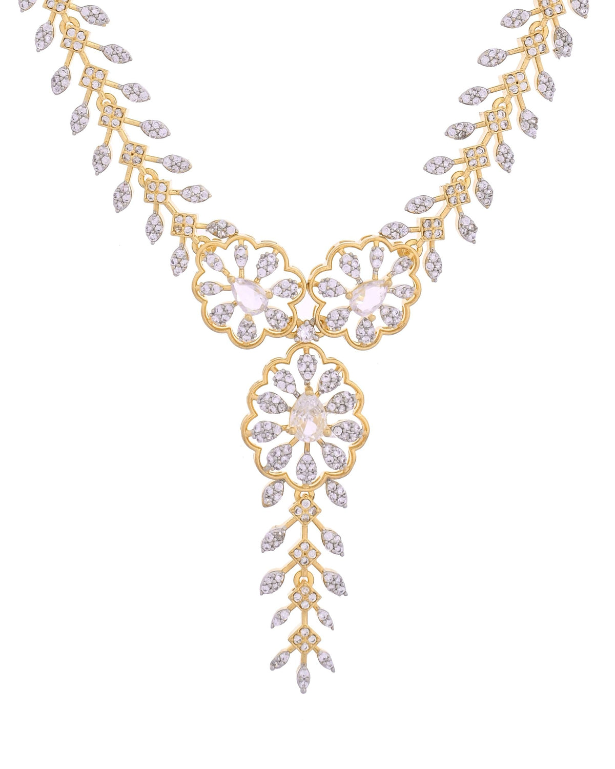 VOJ Gold Plated Lead Designed With White Stone Ad Jewellery Set | Grocsy