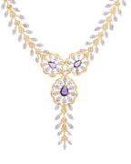 VOJ Gold Plated Lead Designed With Purple Stone Ad Jewellery Set | Grocsy