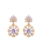 VOJ Gold Plated Lead Designed With Purple Stone Ad Jewellery Set | Grocsy