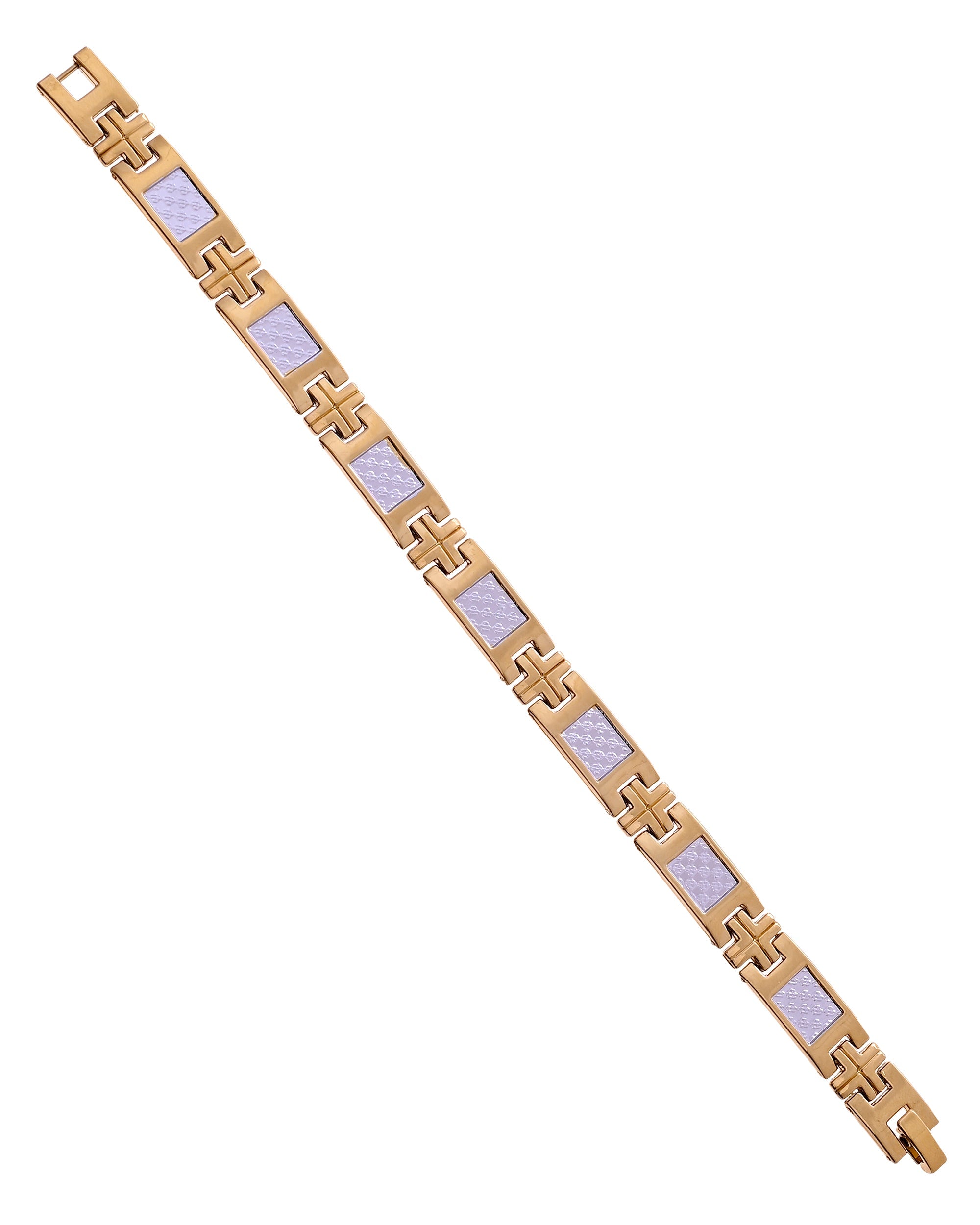 VOJ Dual Toned Square Design Men Bracelet | Grocsy
