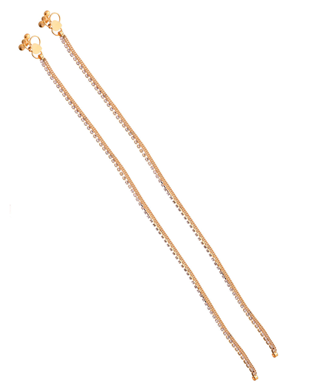 VOJ Set Of 2 Gold Plated Stone Studded Anklet | Grocsy