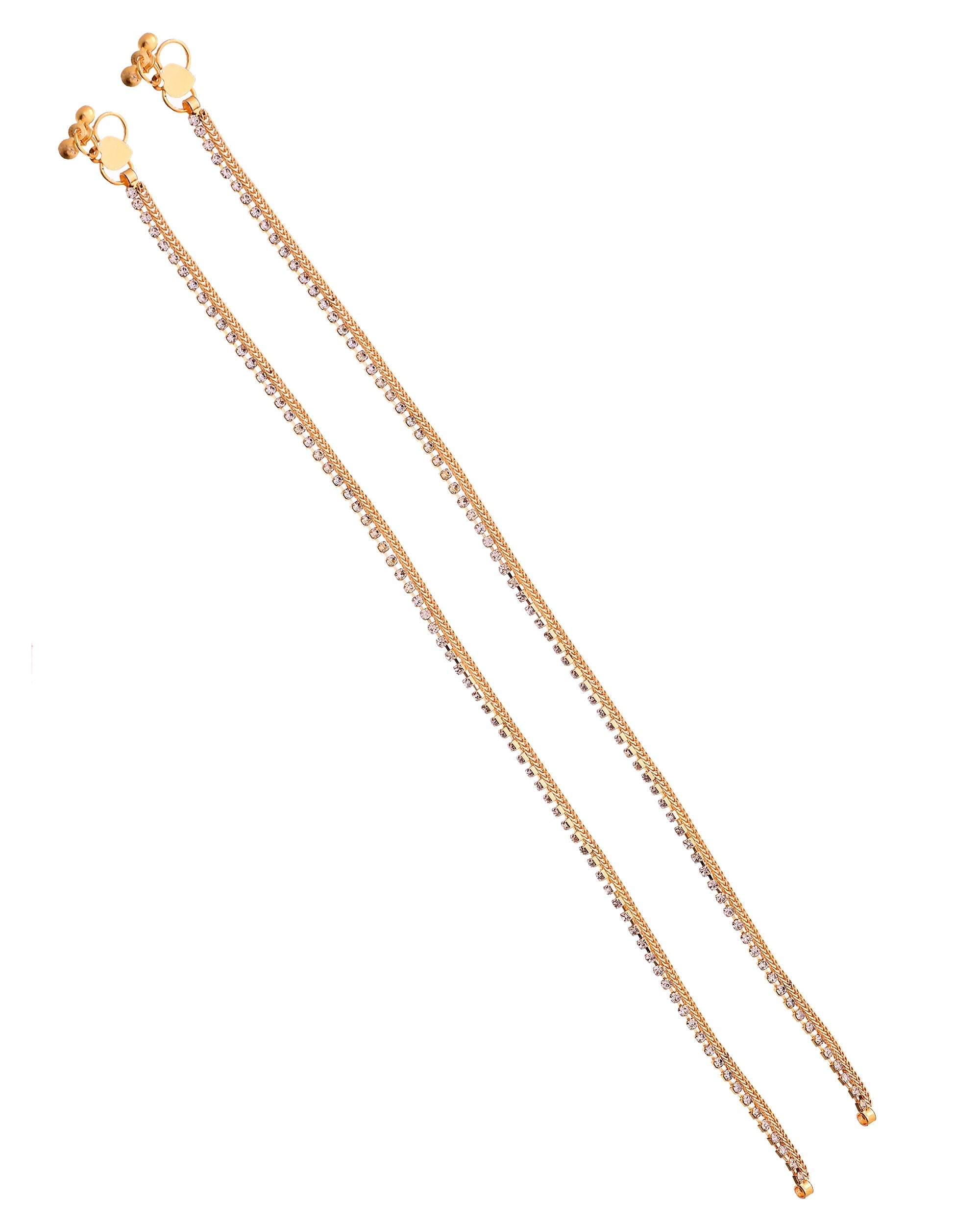 VOJ Set Of 2 Gold Plated Stone Studded Anklet | Grocsy