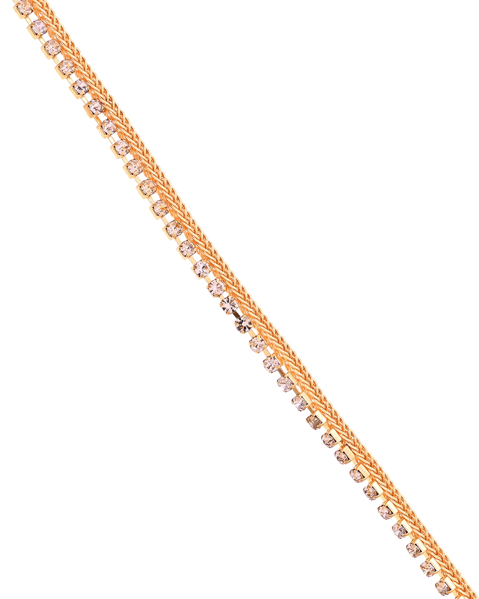 VOJ Set Of 2 Gold Plated Stone Studded Anklet | Grocsy