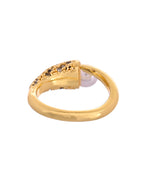 VOJ Gold Plated Anti Tarnish Pearl And Ad Stone Studded Ring For Women | Grocsy