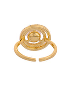 VOJ Gold Plated Pearl Studded Ring With Ad Stones | Grocsy