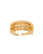 VOJ Gold Plated Ad Stone Studded Heart Designed Adjustable Ring | Grocsy