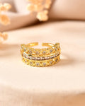 VOJ Gold Plated Ad Stone Studded Heart Designed Adjustable Ring | Grocsy