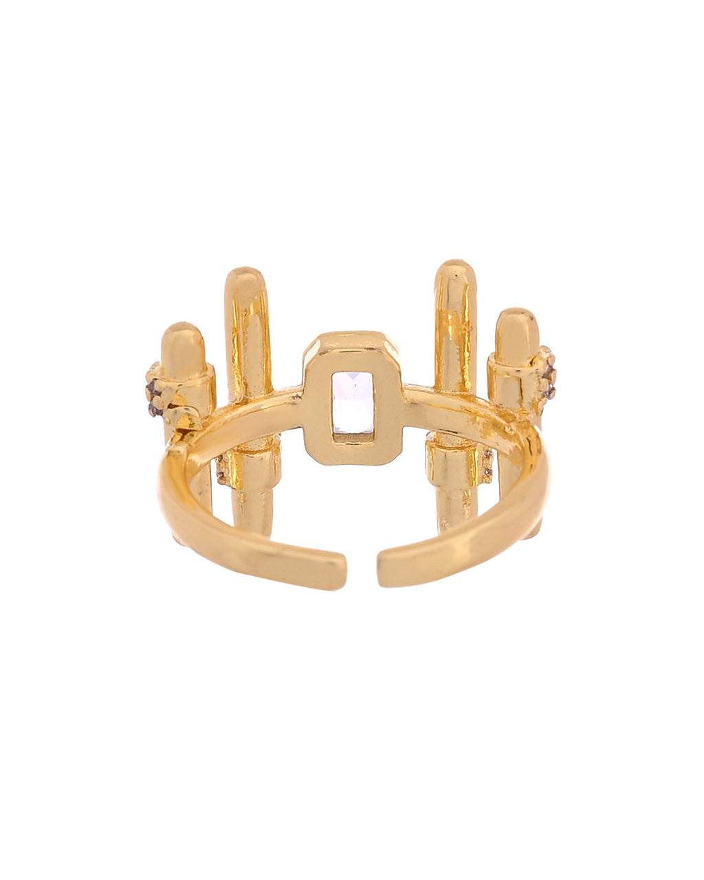 VOJ Gold Plated Stone Studded Adjustable Ring For Women | Grocsy