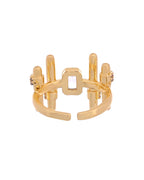 VOJ Gold Plated Stone Studded Adjustable Ring For Women | Grocsy