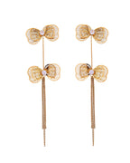 VOJ Gold-Toned Butterfly Design Pendant Necklace With Tassel Earrings Set | Grocsy