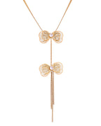 VOJ Gold-Toned Butterfly Design Pendant Necklace With Tassel Earrings Set | Grocsy
