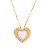 VOJ Gold Toned Pearl Studded Heart Shaped Pendant And Earrings With Chain Set | Grocsy