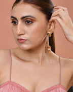 VOJ Gold Toned Butterfly Design With Tassel Studs Earrings | Grocsy