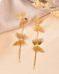 VOJ Gold Toned Butterfly Design With Tassel Studs Earrings | Grocsy