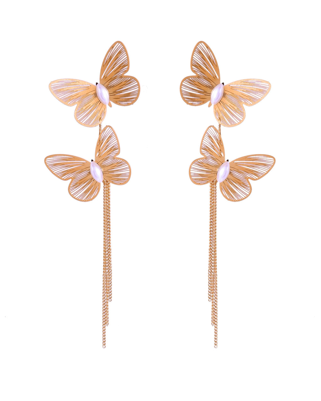 VOJ Gold Toned Butterfly Designed Studs Earrings | Grocsy