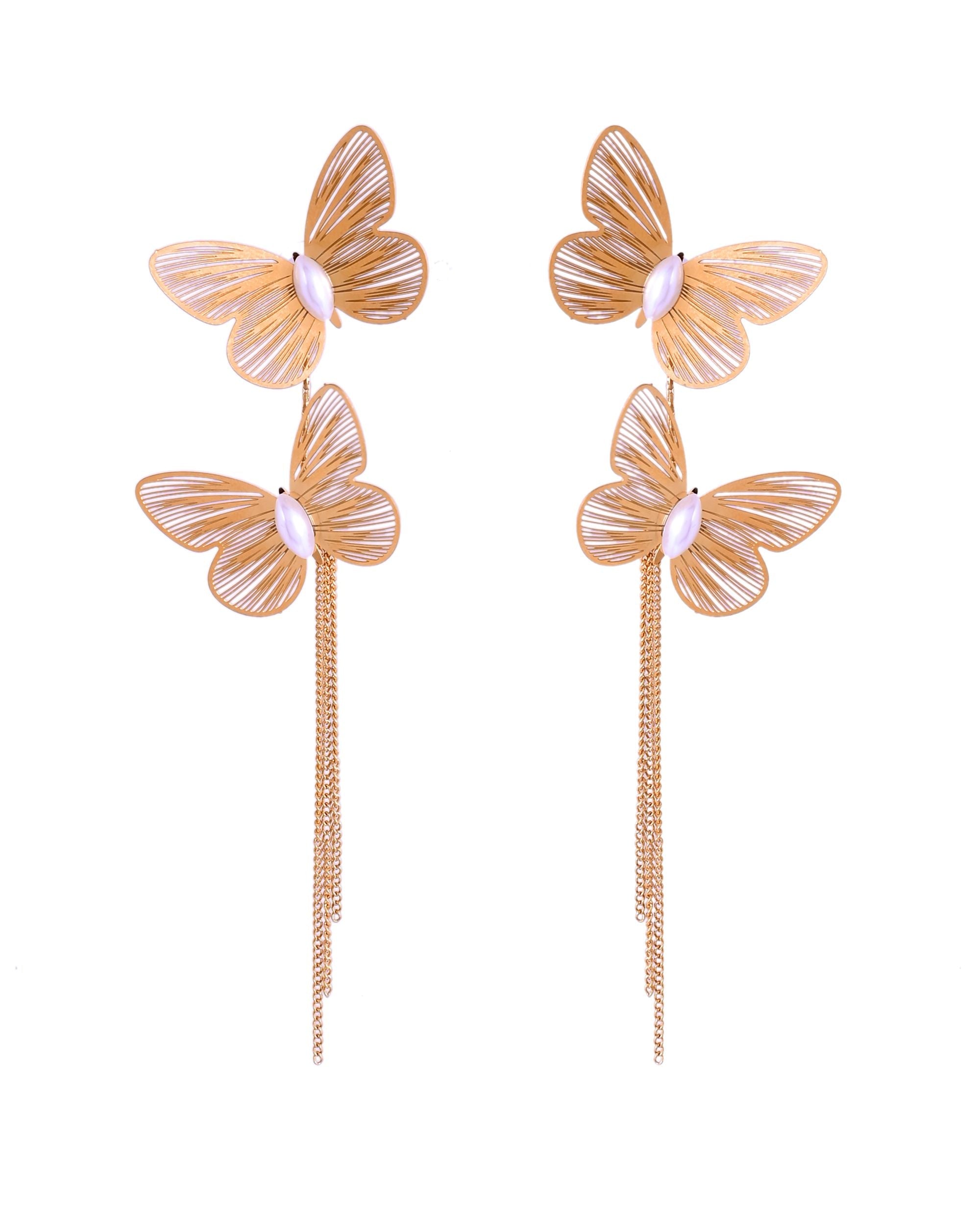 VOJ Gold Toned Butterfly Designed Studs Earrings | Grocsy