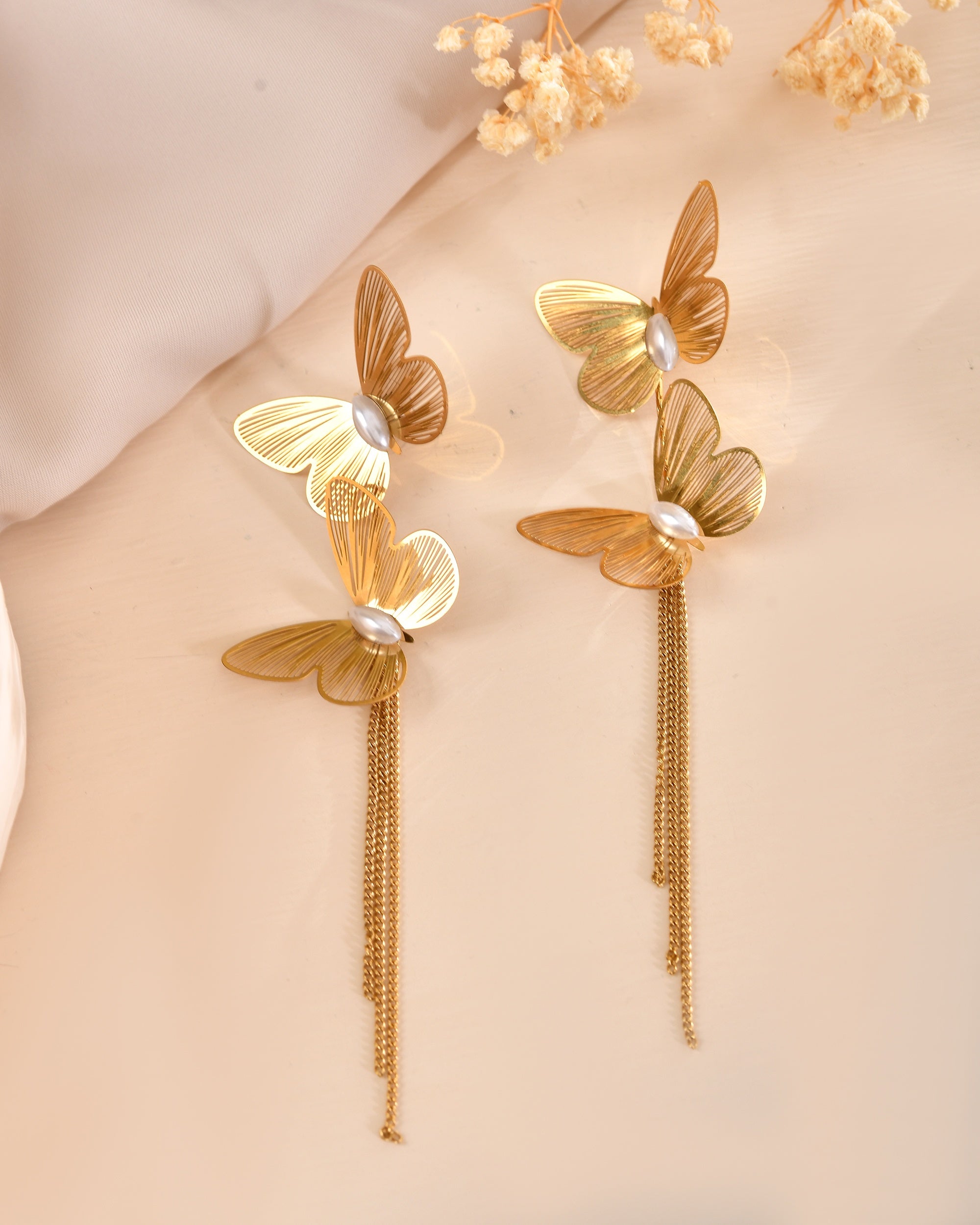 VOJ Gold Toned Butterfly Designed Studs Earrings | Grocsy
