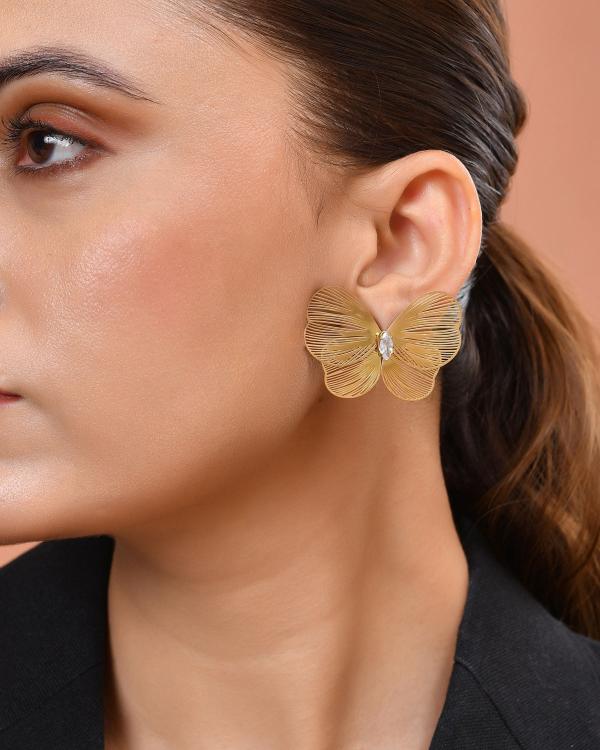 VOJ Gold Plated Butterfly Shaped Studs Earrings | Grocsy