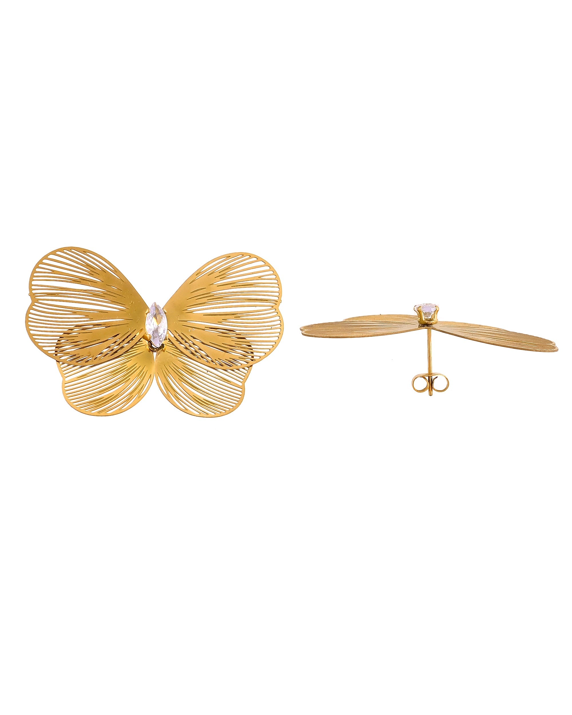 VOJ Gold Plated Butterfly Shaped Studs Earrings | Grocsy
