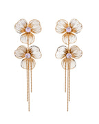 VOJ Gold Toned Floral Design With Tassel Studs Earrings | Grocsy