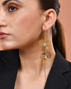 VOJ Gold Toned Floral Design With Tassel Drop Earrings | Grocsy