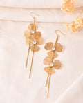 VOJ Gold Toned Floral Design With Tassel Drop Earrings | Grocsy