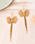 VOJ Gold Toned Single Butterfly Design With Tassel Drop Earrings | Grocsy