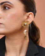 VOJ Gold Toned Floral Designed Studs Earrings | Grocsy