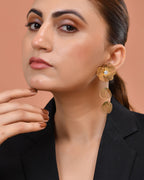 VOJ Gold Toned Floral Designed Studs Earrings | Grocsy