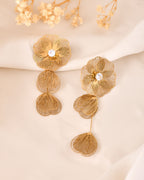 VOJ Gold Toned Floral Designed Studs Earrings | Grocsy