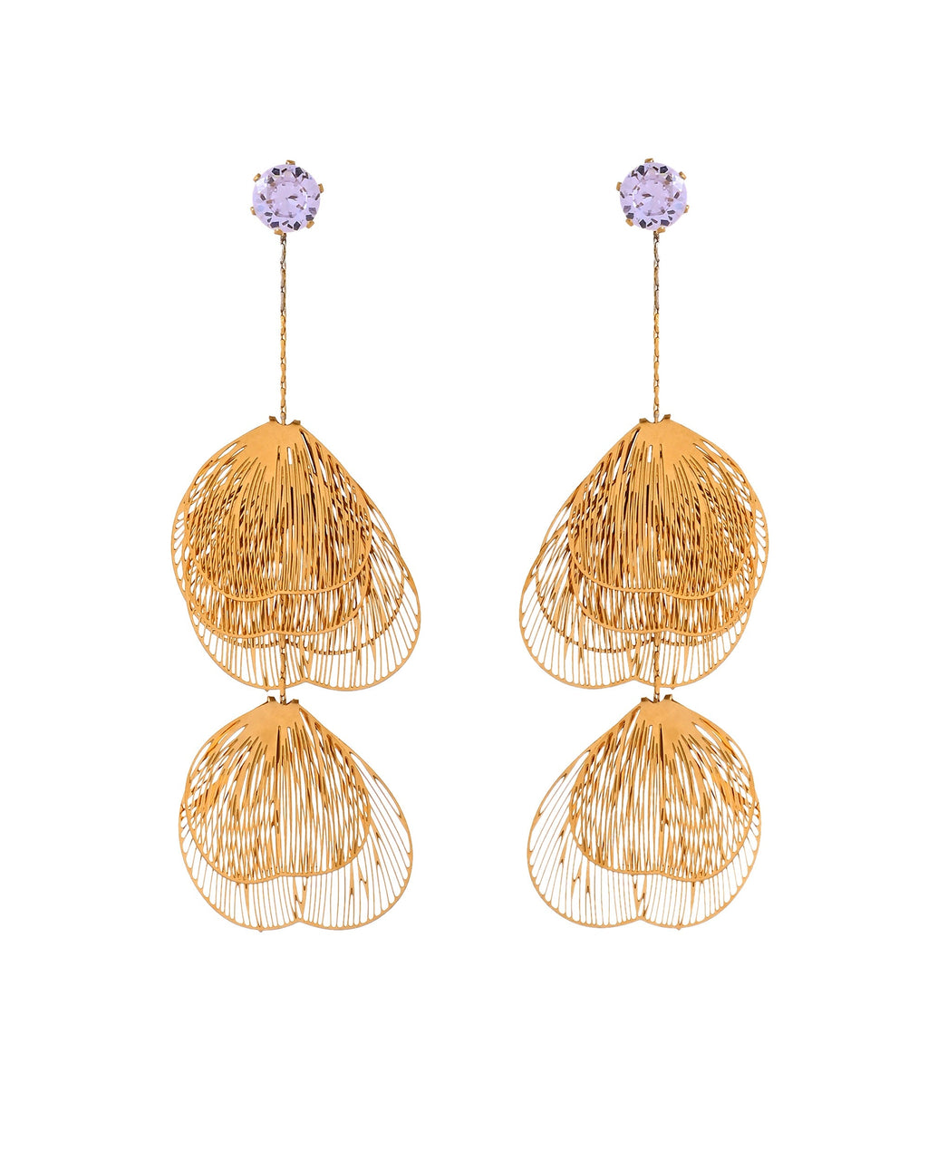 VOJ Gold Toned Leaf Designed Studs Earrings | Grocsy