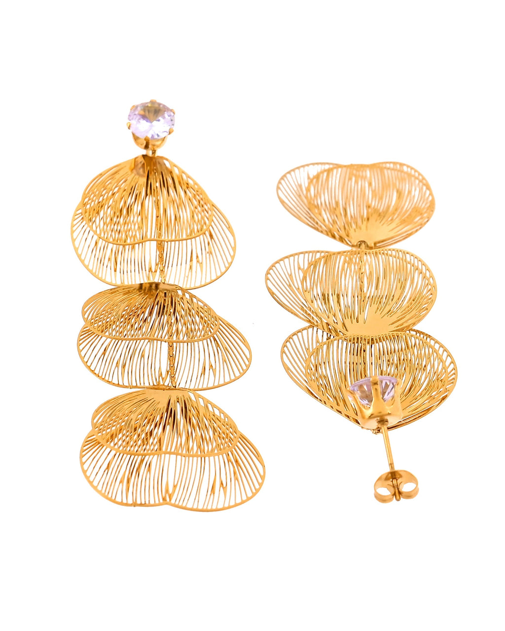 VOJ Gold Toned Leaf Designed Studs Earrings | Grocsy