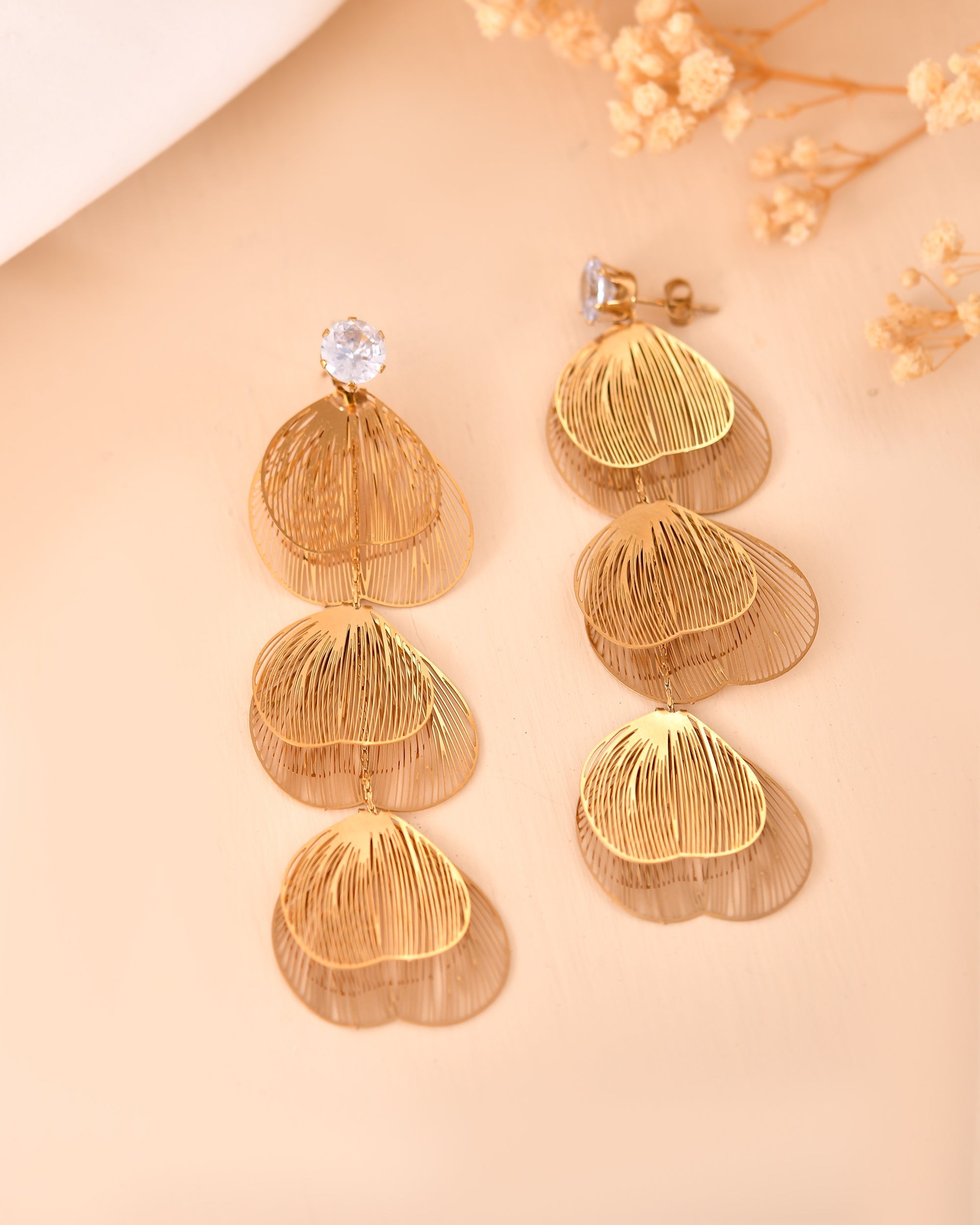 VOJ Gold Toned Leaf Designed Studs Earrings | Grocsy