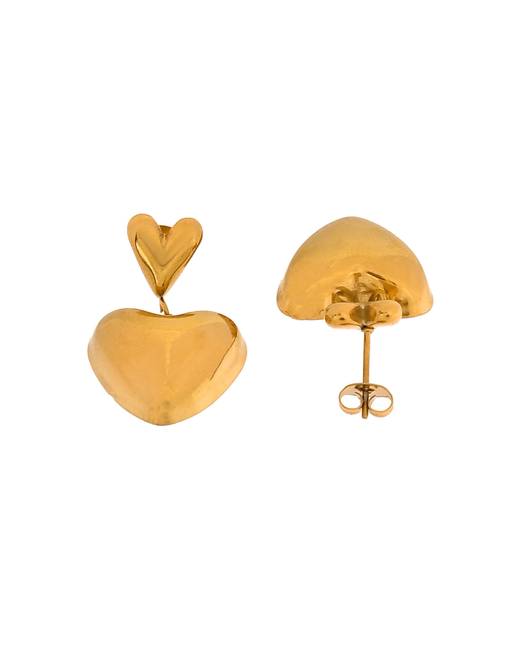 VOJ Gold Plated Heart Shaped Studs Earrings | Grocsy