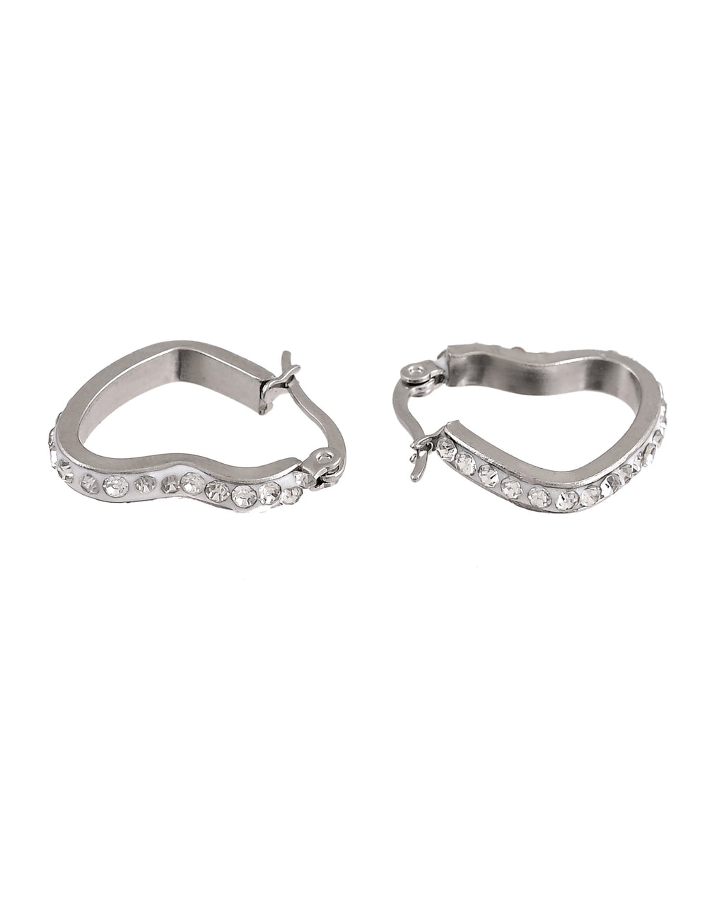 VOJ Silver Plated Heart Shaped Hoop Earrings | Grocsy