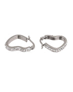 VOJ Silver Plated Heart Shaped Hoop Earrings | Grocsy