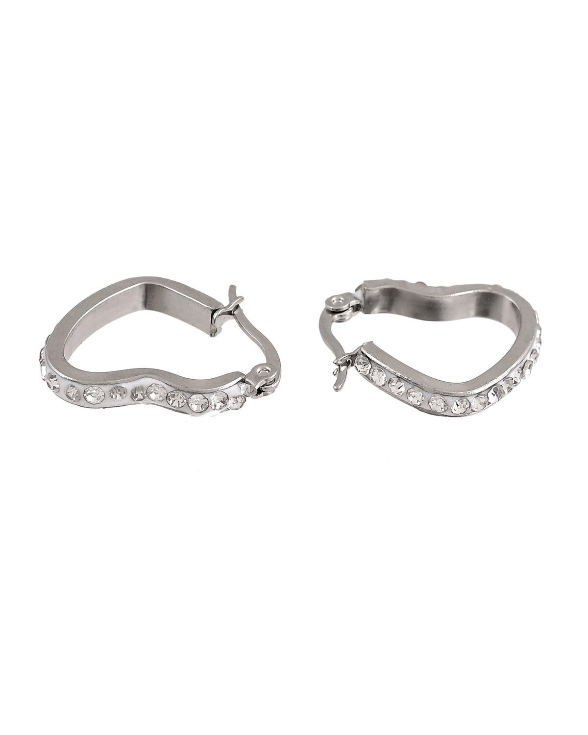 VOJ Silver Plated Heart Shaped Hoop Earrings | Grocsy