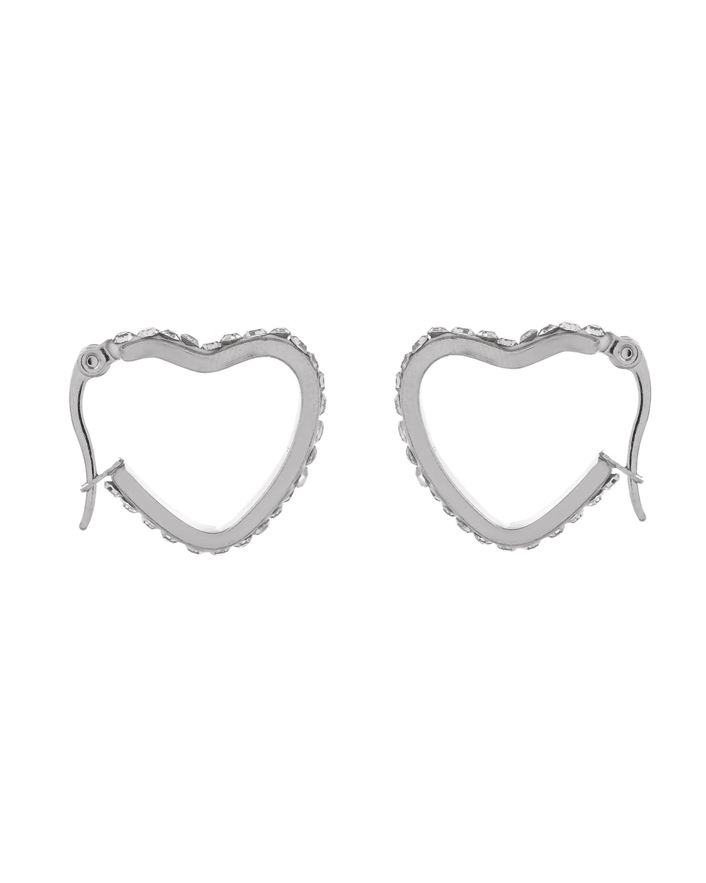 VOJ Silver Plated Heart Shaped Hoop Earrings | Grocsy
